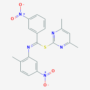 molecular formula C20H17N5O4S B262430 (4,6-dimethylpyrimidin-2-yl) N-(2-methyl-5-nitrophenyl)-3-nitrobenzenecarboximidothioate 