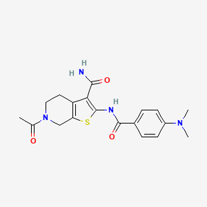 molecular formula C19H22N4O3S B2624305 6-Acetyl-2-(4-(dimethylamino)benzamido)-4,5,6,7-tetrahydrothieno[2,3-c]pyridine-3-carboxamide CAS No. 864928-02-9