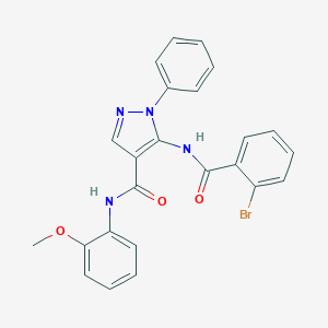 molecular formula C24H19BrN4O3 B262433 5-[(2-bromobenzoyl)amino]-N-(2-methoxyphenyl)-1-phenyl-1H-pyrazole-4-carboxamide 