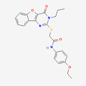 molecular formula C23H23N3O4S B2624335 N-(4-ethoxyphenyl)-2-[(4-oxo-3-propyl-3,4-dihydro[1]benzofuro[3,2-d]pyrimidin-2-yl)sulfanyl]acetamide CAS No. 900003-86-3