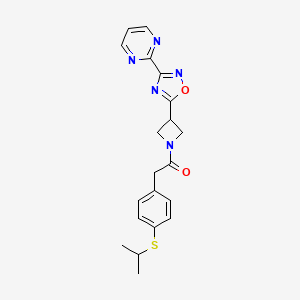 molecular formula C20H21N5O2S B2624339 2-(4-(Isopropylthio)phenyl)-1-(3-(3-(pyrimidin-2-yl)-1,2,4-oxadiazol-5-yl)azetidin-1-yl)ethanone CAS No. 1324107-25-6