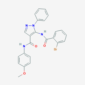 molecular formula C24H19BrN4O3 B262434 5-[(2-bromobenzoyl)amino]-N-(4-methoxyphenyl)-1-phenyl-1H-pyrazole-4-carboxamide 