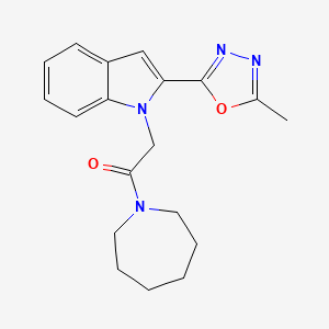 molecular formula C19H22N4O2 B2624356 1-(azepan-1-yl)-2-(2-(5-methyl-1,3,4-oxadiazol-2-yl)-1H-indol-1-yl)ethanone CAS No. 923226-13-5