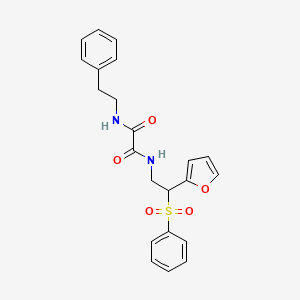 molecular formula C22H22N2O5S B2624358 N1-(2-(furan-2-yl)-2-(phenylsulfonyl)ethyl)-N2-phenethyloxalamide CAS No. 896318-37-9