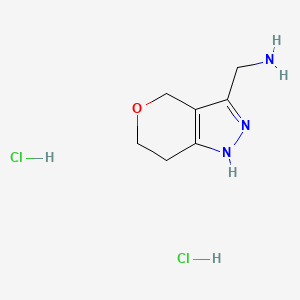 molecular formula C7H13Cl2N3O B2624363 (1,4,6,7-Tetrahydropyrano[4,3-c]pyrazol-3-yl)methanamine dihydrochloride CAS No. 2225147-09-9