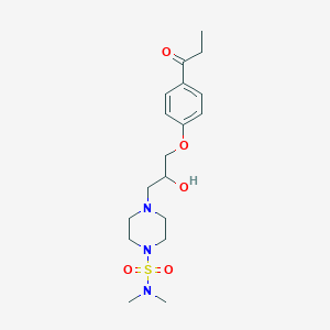 molecular formula C18H29N3O5S B2624369 4-[2-hydroxy-3-(4-propanoylphenoxy)propyl]-N,N-dimethylpiperazine-1-sulfonamide CAS No. 833438-75-8