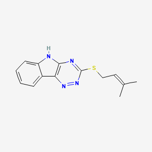 molecular formula C14H14N4S B2624372 3-((3-methylbut-2-en-1-yl)thio)-5H-[1,2,4]triazino[5,6-b]indole CAS No. 880457-25-0