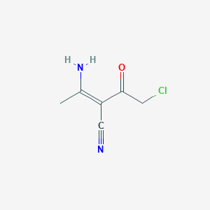 molecular formula C6H7ClN2O B2624374 3-Amino-2-(2-chloroacetyl)but-2-enenitrile CAS No. 497084-16-9