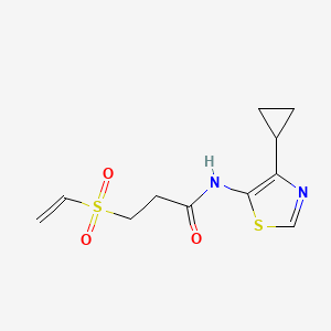 molecular formula C11H14N2O3S2 B2624411 N-(4-Cyclopropyl-1,3-thiazol-5-yl)-3-ethenylsulfonylpropanamide CAS No. 2224390-29-6