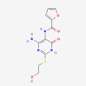 molecular formula C11H12N4O4S B2624414 N-(4-amino-2-((2-hydroxyethyl)thio)-6-oxo-1,6-dihydropyrimidin-5-yl)furan-2-carboxamide CAS No. 872608-58-7