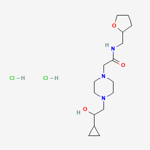 molecular formula C16H31Cl2N3O3 B2624419 2-(4-(2-cyclopropyl-2-hydroxyethyl)piperazin-1-yl)-N-((tetrahydrofuran-2-yl)methyl)acetamide dihydrochloride CAS No. 1396849-67-4