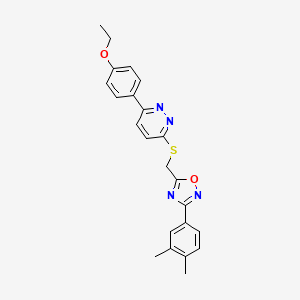 molecular formula C23H22N4O2S B2624424 3-(3,4-Dimethylphenyl)-5-(((6-(4-ethoxyphenyl)pyridazin-3-yl)thio)methyl)-1,2,4-oxadiazole CAS No. 1114915-12-6