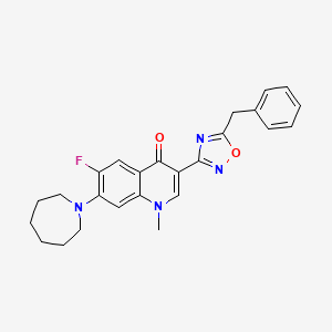 molecular formula C25H25FN4O2 B2624425 7-(Azepan-1-yl)-3-(5-benzyl-1,2,4-oxadiazol-3-yl)-6-fluoro-1-methyl-1,4-dihydroquinolin-4-one CAS No. 2320544-10-1