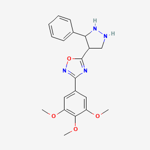 molecular formula C20H18N4O4 B2624426 5-(3-Phenylpyrazolidin-4-yl)-3-(3,4,5-trimethoxyphenyl)-1,2,4-oxadiazole CAS No. 1172737-32-4