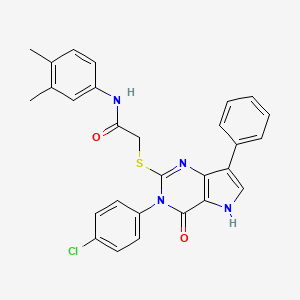 B2624440 2-((3-(4-chlorophenyl)-4-oxo-7-phenyl-4,5-dihydro-3H-pyrrolo[3,2-d]pyrimidin-2-yl)thio)-N-(3,4-dimethylphenyl)acetamide CAS No. 2034354-73-7