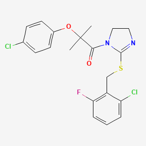 B2624449 1-(2-((2-chloro-6-fluorobenzyl)thio)-4,5-dihydro-1H-imidazol-1-yl)-2-(4-chlorophenoxy)-2-methylpropan-1-one CAS No. 919707-17-8
