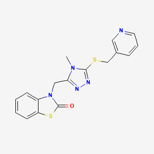B2624462 3-[[4-Methyl-5-(pyridin-3-ylmethylsulfanyl)-1,2,4-triazol-3-yl]methyl]-1,3-benzothiazol-2-one CAS No. 847400-91-3