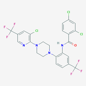B2624478 2,4-dichloro-N-[2-{4-[3-chloro-5-(trifluoromethyl)-2-pyridinyl]piperazino}-5-(trifluoromethyl)phenyl]benzenecarboxamide CAS No. 478262-10-1