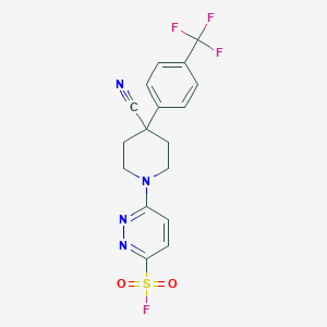 molecular formula C17H14F4N4O2S B2624486 6-[4-Cyano-4-[4-(trifluoromethyl)phenyl]piperidin-1-yl]pyridazine-3-sulfonyl fluoride CAS No. 2411295-14-0