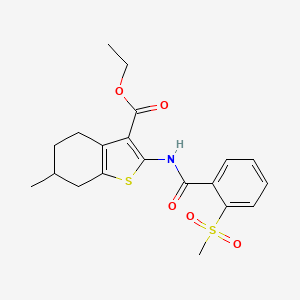 molecular formula C20H23NO5S2 B2624497 Ethyl 6-methyl-2-(2-(methylsulfonyl)benzamido)-4,5,6,7-tetrahydrobenzo[b]thiophene-3-carboxylate CAS No. 896364-07-1