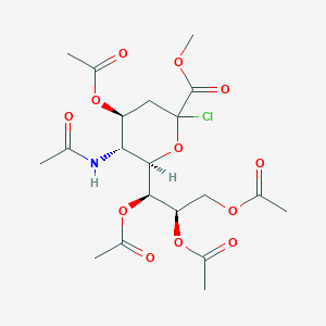 molecular formula C20H28ClNO12 B2624505 (1S,2R)-1-((2R,3R,4S)-3-acetamido-4-acetoxy-6-chloro-6-(methoxycarbonyl)tetrahydro-2H-pyran-2-yl)propane-1,2,3-triyl triacetate CAS No. 132883-18-2