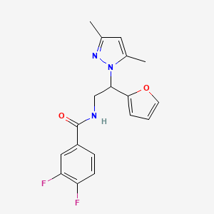 molecular formula C18H17F2N3O2 B2624509 N-(2-(3,5-dimethyl-1H-pyrazol-1-yl)-2-(furan-2-yl)ethyl)-3,4-difluorobenzamide CAS No. 2034345-64-5