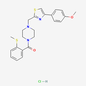 molecular formula C23H26ClN3O2S2 B2624513 (4-((4-(4-Methoxyphenyl)thiazol-2-yl)methyl)piperazin-1-yl)(2-(methylthio)phenyl)methanone hydrochloride CAS No. 1216761-07-7