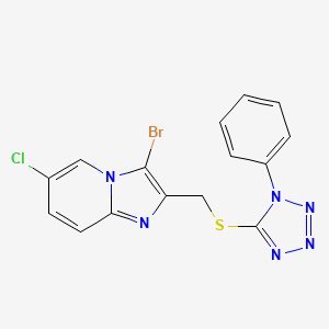molecular formula C15H10BrClN6S B2624514 3-bromo-6-chloro-2-(((1-phenyl-1H-tetrazol-5-yl)thio)methyl)imidazo[1,2-a]pyridine CAS No. 324037-20-9