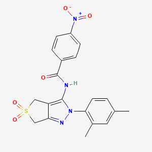 molecular formula C20H18N4O5S B2624518 N-[2-(2,4-dimethylphenyl)-5,5-dioxo-4,6-dihydrothieno[3,4-c]pyrazol-3-yl]-4-nitrobenzamide CAS No. 450339-60-3