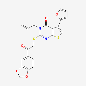 B2624528 3-allyl-2-((2-(benzo[d][1,3]dioxol-5-yl)-2-oxoethyl)thio)-5-(furan-2-yl)thieno[2,3-d]pyrimidin-4(3H)-one CAS No. 503431-85-4
