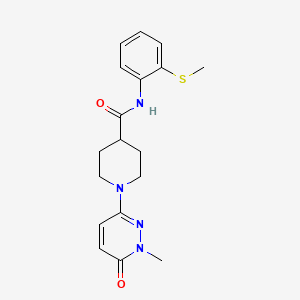 molecular formula C18H22N4O2S B2624554 1-(1-methyl-6-oxo-1,6-dihydropyridazin-3-yl)-N-(2-(methylthio)phenyl)piperidine-4-carboxamide CAS No. 1421441-48-6