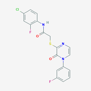 molecular formula C18H12ClF2N3O2S B2624555 N-(4-chloro-2-fluorophenyl)-2-[4-(3-fluorophenyl)-3-oxopyrazin-2-yl]sulfanylacetamide CAS No. 931938-78-2