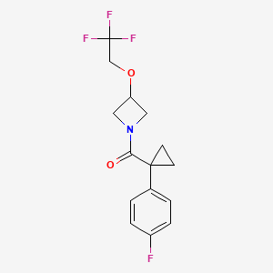 molecular formula C15H15F4NO2 B2624556 (1-(4-Fluorophenyl)cyclopropyl)(3-(2,2,2-trifluoroethoxy)azetidin-1-yl)methanone CAS No. 2034268-96-5