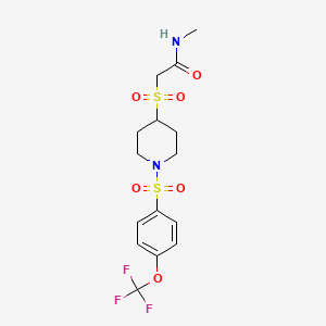 molecular formula C15H19F3N2O6S2 B2624558 N-methyl-2-((1-((4-(trifluoromethoxy)phenyl)sulfonyl)piperidin-4-yl)sulfonyl)acetamide CAS No. 1448027-89-1