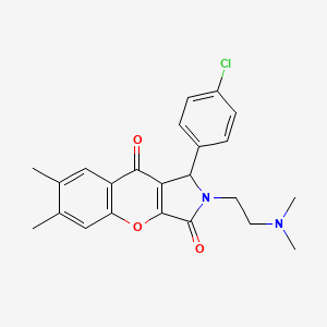 molecular formula C23H23ClN2O3 B2624560 1-(4-Chlorophenyl)-2-(2-(dimethylamino)ethyl)-6,7-dimethyl-1,2-dihydrochromeno[2,3-c]pyrrole-3,9-dione CAS No. 631889-12-8