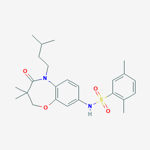 molecular formula C24H32N2O4S B2624564 N-(5-isopentyl-3,3-dimethyl-4-oxo-2,3,4,5-tetrahydrobenzo[b][1,4]oxazepin-8-yl)-2,5-dimethylbenzenesulfonamide CAS No. 921908-01-2