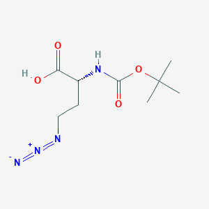molecular formula C9H16N4O4 B2624565 (2R)-4-Azido-2-[(2-methylpropan-2-yl)oxycarbonylamino]butanoic acid CAS No. 1609202-75-6