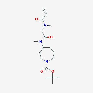 molecular formula C18H31N3O4 B2624566 Tert-butyl 4-[methyl-[2-[methyl(prop-2-enoyl)amino]acetyl]amino]azepane-1-carboxylate CAS No. 2361714-87-4