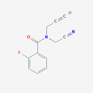 molecular formula C12H9FN2O B2624570 N-(Cyanomethyl)-2-fluoro-N-prop-2-ynylbenzamide CAS No. 1694537-15-9