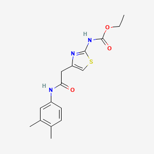 molecular formula C16H19N3O3S B2624572 Ethyl (4-(2-((3,4-dimethylphenyl)amino)-2-oxoethyl)thiazol-2-yl)carbamate CAS No. 946236-81-3