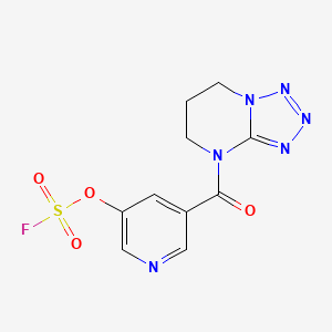 molecular formula C10H9FN6O4S B2624580 4-(5-Fluorosulfonyloxypyridine-3-carbonyl)-6,7-dihydro-5H-tetrazolo[1,5-a]pyrimidine CAS No. 2418695-71-1