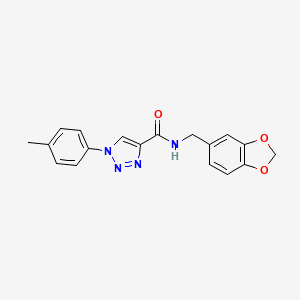 molecular formula C18H16N4O3 B2624581 N-(1,3-benzodioxol-5-ylmethyl)-1-(4-methylphenyl)-1H-1,2,3-triazole-4-carboxamide CAS No. 951597-84-5