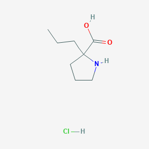 molecular formula C8H16ClNO2 B2624585 2-Propylproline hydrochloride CAS No. 2103397-17-5; 637020-45-2