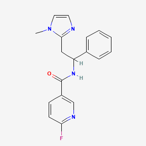 molecular formula C18H17FN4O B2624591 6-Fluoro-N-[2-(1-methylimidazol-2-YL)-1-phenylethyl]pyridine-3-carboxamide CAS No. 1436270-39-1