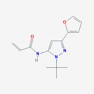 molecular formula C14H17N3O2 B2624593 N-[2-Tert-butyl-5-(furan-2-yl)pyrazol-3-yl]prop-2-enamide CAS No. 2305488-37-1