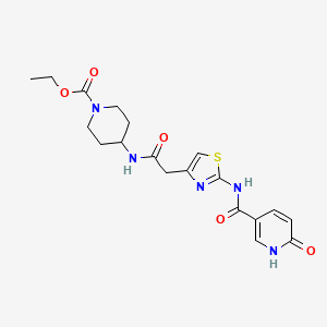 Ethyl 4-(2-(2-(6-oxo-1,6-dihydropyridine-3-carboxamido)thiazol-4-yl)acetamido)piperidine-1-carboxylate