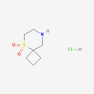 molecular formula C7H14ClNO2S B2624611 5lambda6-Thia-8-azaspiro[3.5]nonane 5,5-dioxide;hydrochloride CAS No. 2503204-72-4