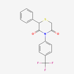 molecular formula C17H12F3NO2S B2624612 2-Phenyl-4-[4-(trifluoromethyl)phenyl]thiomorpholine-3,5-dione CAS No. 339109-14-7
