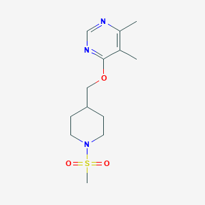 molecular formula C13H21N3O3S B2624616 4,5-Dimethyl-6-((1-(methylsulfonyl)piperidin-4-yl)methoxy)pyrimidine CAS No. 2309218-03-7