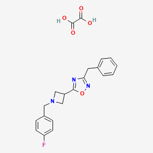 molecular formula C21H20FN3O5 B2624620 3-Benzyl-5-(1-(4-fluorobenzyl)azetidin-3-yl)-1,2,4-oxadiazole oxalate CAS No. 1421530-66-6